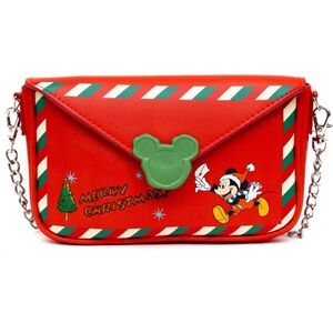 NEW Disney Mickey Mouse letter to Santa crossbody bag envelope clutch Holiday